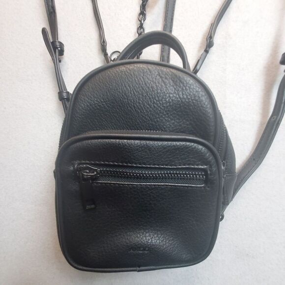 ALDO Backpack Purse Solid Black Zipper Pockets - Picture 2 of 16